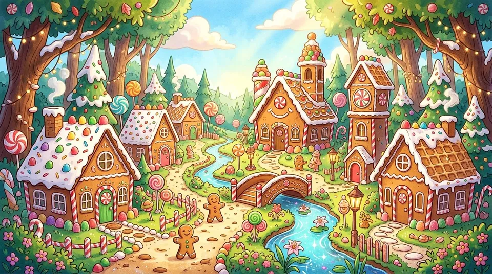 Ilustrace Perníkové vesničky